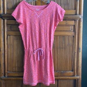 Pink Drawstring Casual Dress